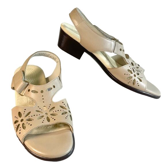 SAS Tripad Comfort Womens Size 7.5N Beige Sandals Leather Sunburst Cushioned - Picture 1 of 10